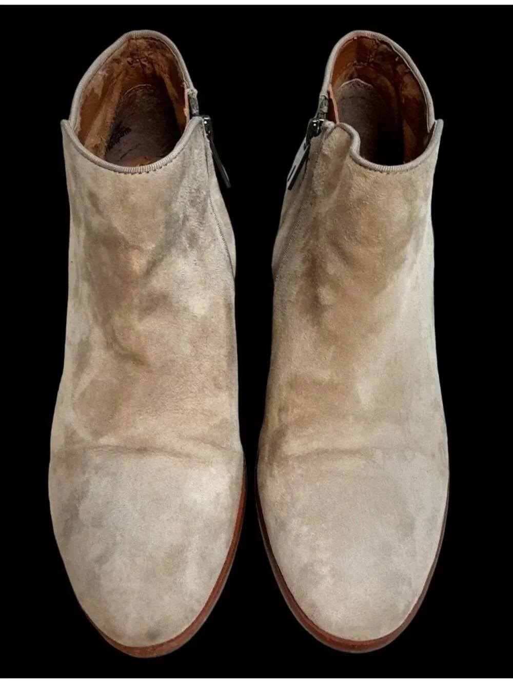 Sam Edelman Womens Faux Suede Booties Western Cowgirl Ankle Side Zip Taupe 7.5